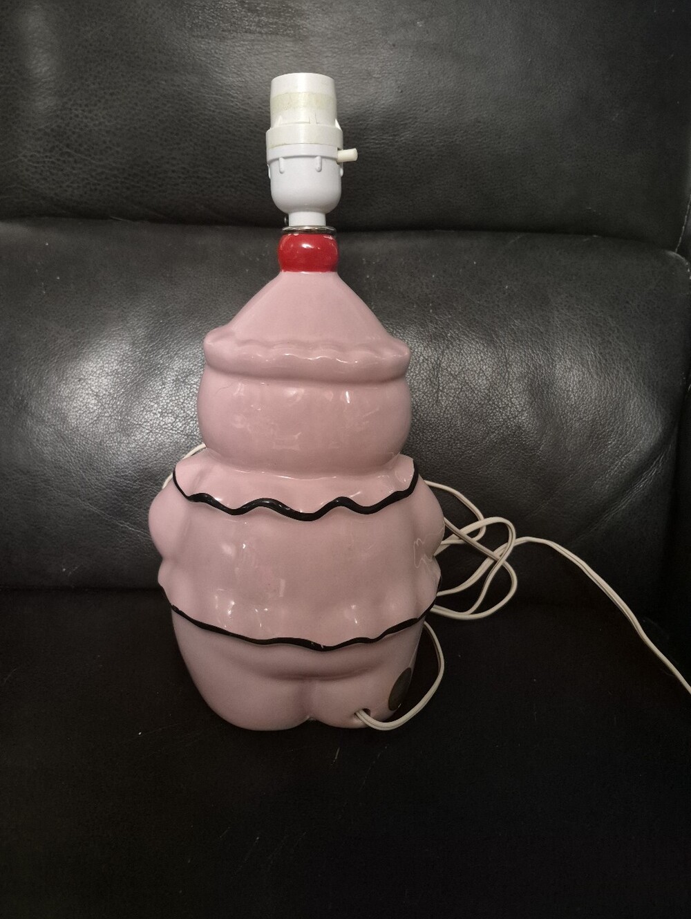Vintage Martha Ceramic Lami Canada Pink Clown Nursery Lamp Base 1970s Kitsch - Picture 9 of 13